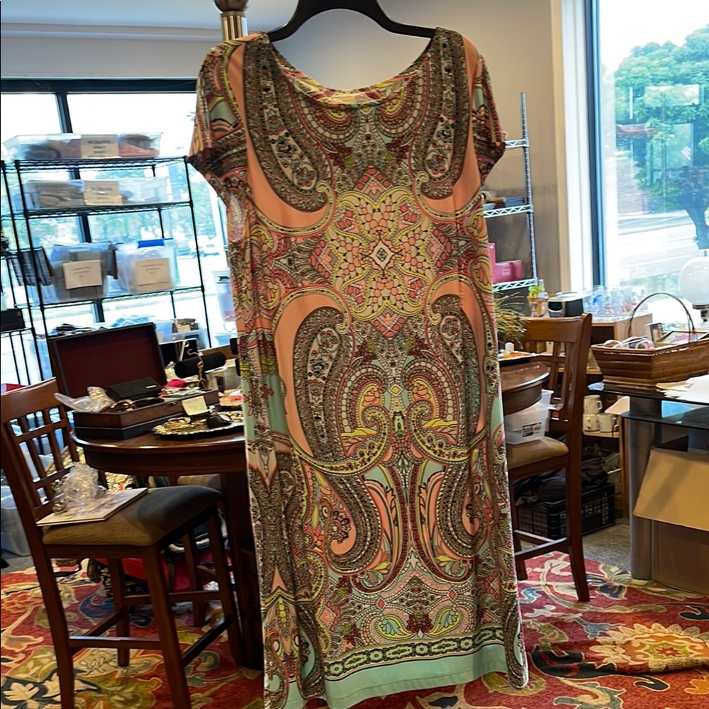 Signature Country Tan Dolman Sleeve Scoop Neck Mini Shift Dress (Size 14W)